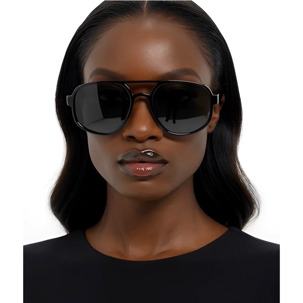 Black Sunglasses Women Oversized Double Bridge Dark Lenses Fashion Eyewear Gafas